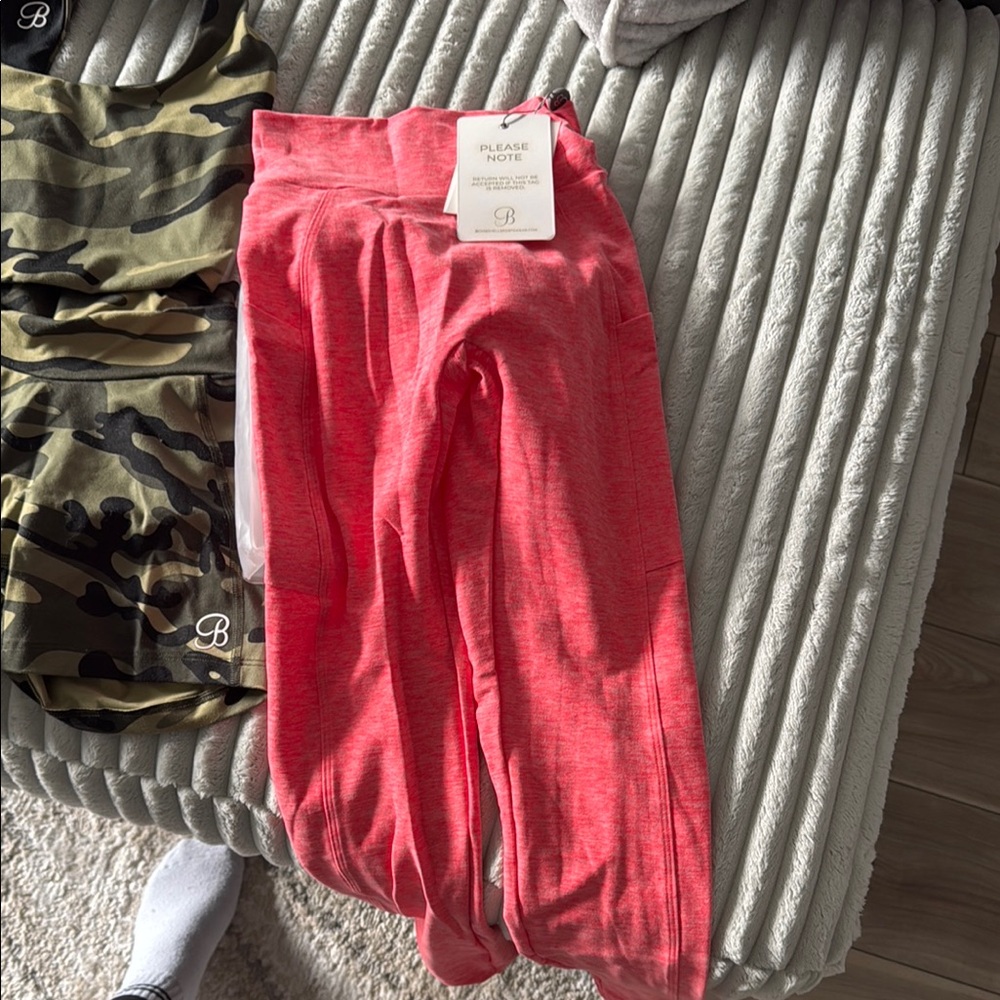 Bombshell Sportswear Pink Leggings with Elastic Waistband and Tapered Legs